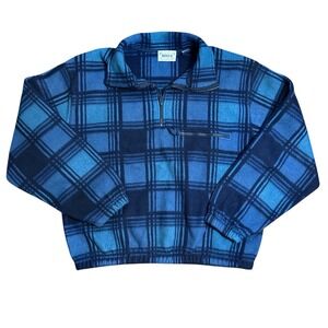 Vintage Men's 1/4 Zip Fleece Pullover‎ Blue Plaid Rogue Product Size XL